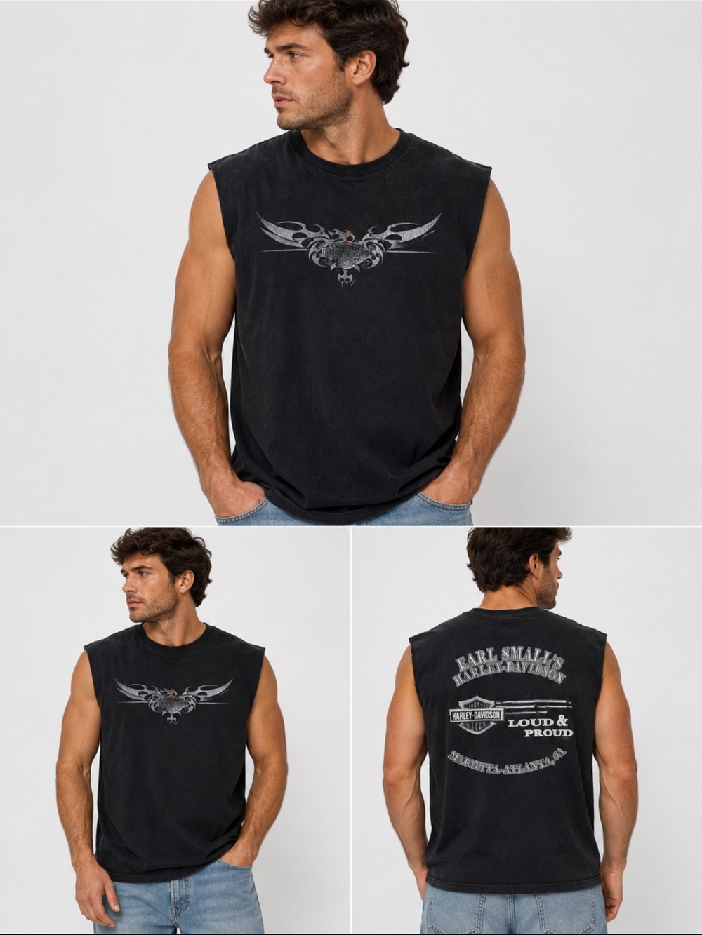 Harley-Davidson Sleeveless T-Shirt Large Black Earl Small’s Marietta Atlanta GA